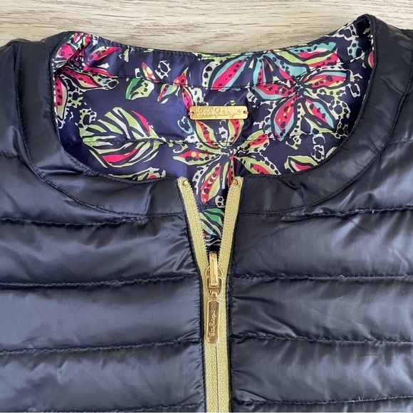 Lilly Pulitzer Jacket 2 in 1 Reversible Bright NAVY Not Too Catty LILAH Size S - Picture 10 of 16